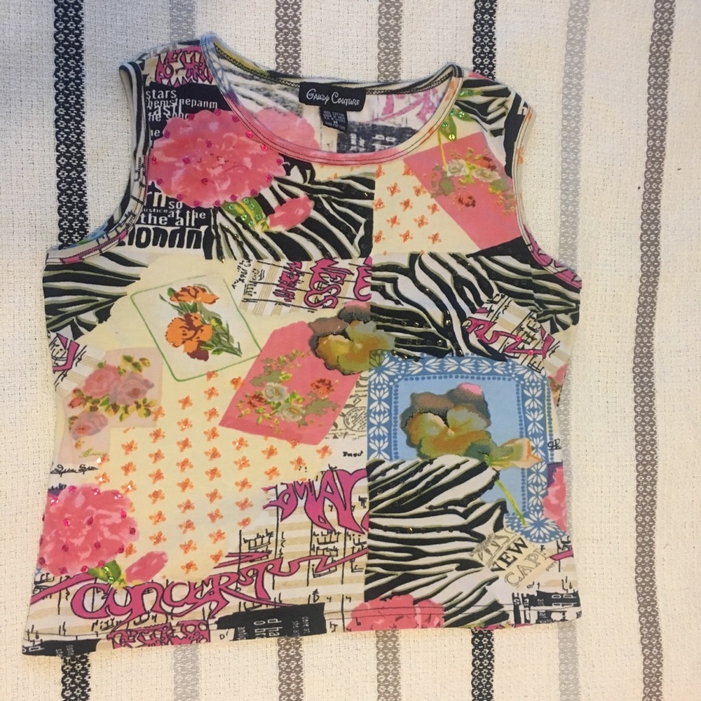 Vintage flirty graffiti top